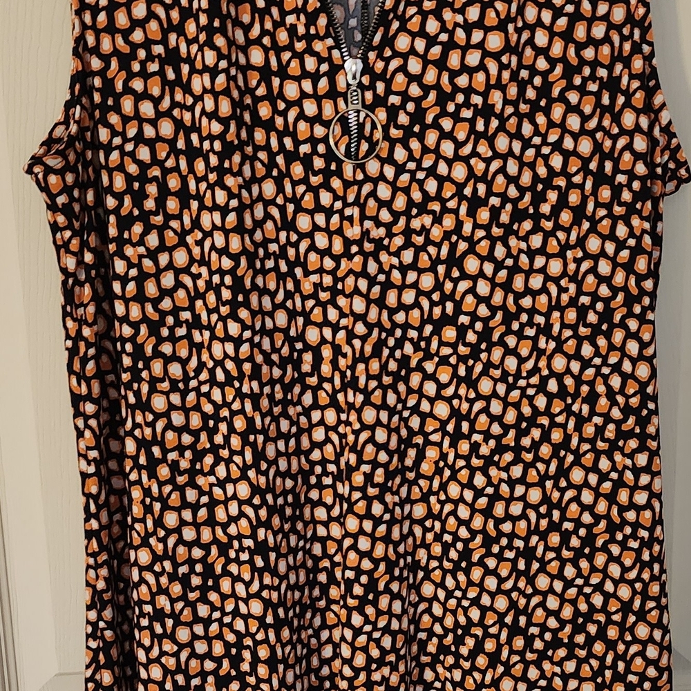 Ava & Grace Graphic Brown and Orange Blouse